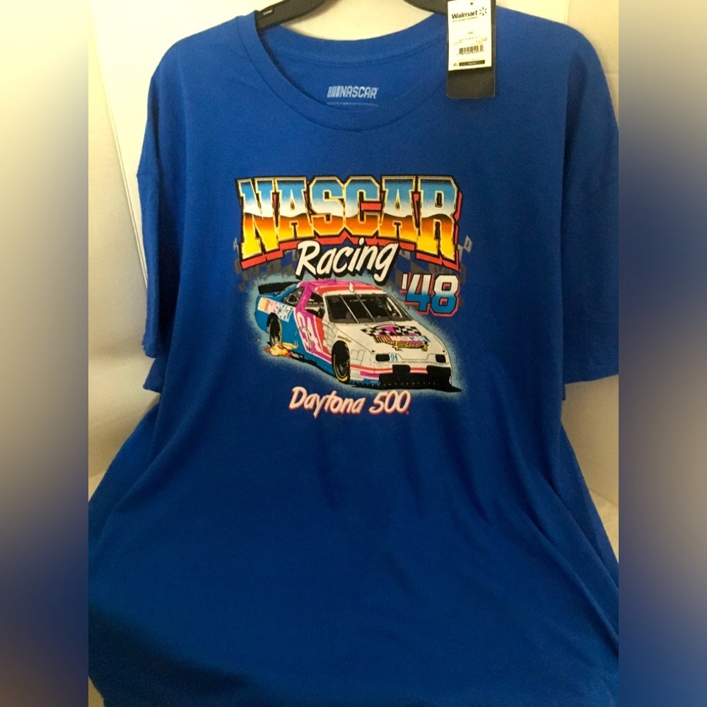 NASCAR DAYTONA 500 RACE '48 BLUE SHORT SLEEVE T-SHIRT NWT MEN'S SIZE 3 XL